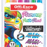 PLUMONES OFFI-ESCO X 12 PUNTA PINCEL PUNTA FINA (OE-090)