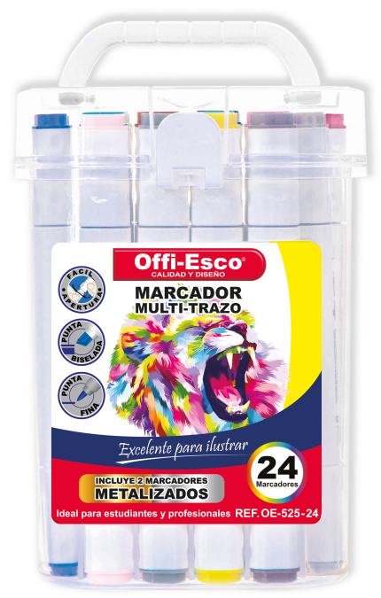 MARCADOR X 24 OFFI-ESCO MULTITRAZO PERMANENTE COLORES (OE-525-24)
