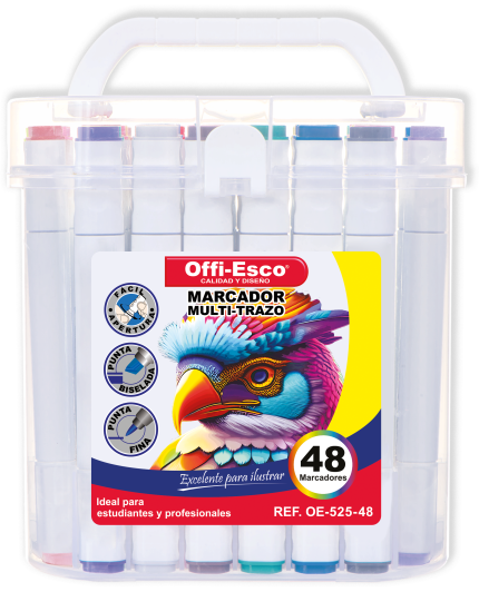 MARCADOR X 48 OFFI-ESCO MULTITRAZO PERMANENTE COLORES (OE-525-48)