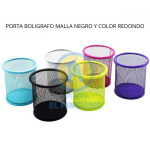 PORTA BOLIGRAFO MALLA NEGRO Y COLOR REDONDO
